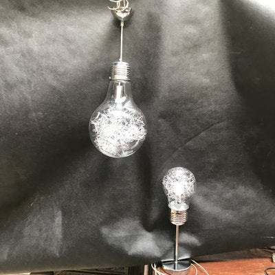 Ceiling Lamps in Chrome and Glass, Set of 2-WQQ-1235662