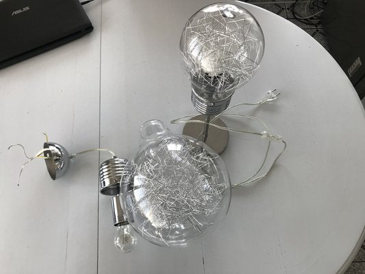 Ceiling Lamps in Chrome and Glass, Set of 2-WQQ-1235662