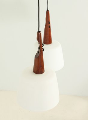 Ceiling Lamps in Teak and Opaline Glass, 1960s, Set of 2-UB-1787596