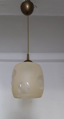 Ceiling Light in Beige Glass & Gold-Colored Plastic, 1980s-HOI-1276804