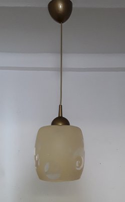 Ceiling Light in Beige Glass & Gold-Colored Plastic, 1980s-HOI-1276804