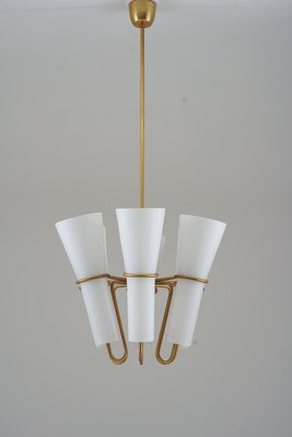 Ceiling Light in Brass and Opaline Glass attributed to Hans-Agne Jakobsson, 1950s-FM-1728481