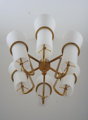 Ceiling Light in Brass and Opaline Glass attributed to Hans-Agne Jakobsson, 1950s-FM-1728481