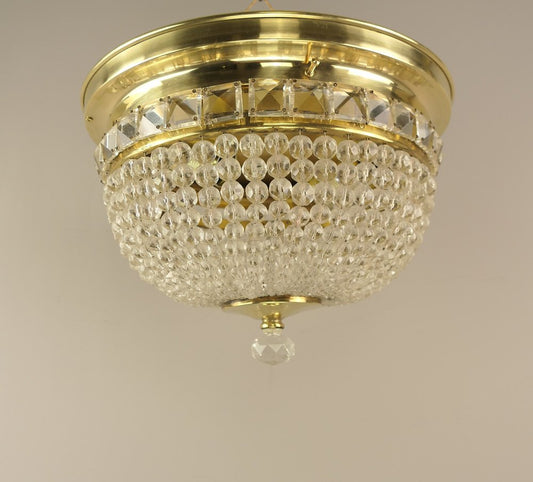 Ceiling Light in Brass with Glass Beads from Bakalowits & Söhne, 1950s