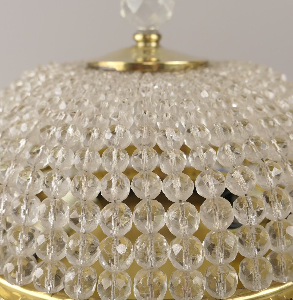 Ceiling Light in Brass with Glass Beads from Bakalowits & Söhne, 1950s