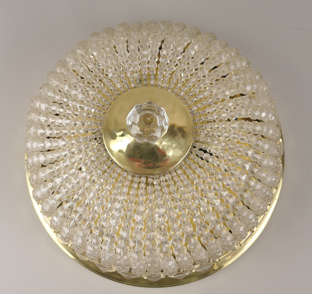 Ceiling Light in Brass with Glass Beads from Bakalowits & Söhne, 1950s