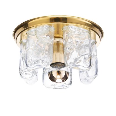 Ceiling Light in Brass with Hand-Blown Glass Elements from Doria Leuchten, Germany, 1970s-QBR-1757240