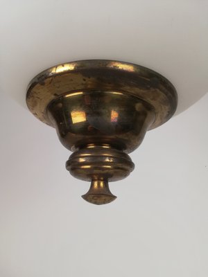 Ceiling Light in White Opaline and Brass, Italy, 1950s-UIW-1454007