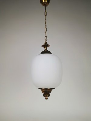 Ceiling Light in White Opaline and Brass, Italy, 1950s-UIW-1454007