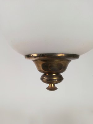 Ceiling Light in White Opaline and Brass, Italy, 1950s-UIW-1454007