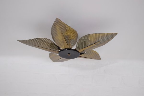 Ceiling Light with Perforated Brass Petals, 1970s-OWS-1721307