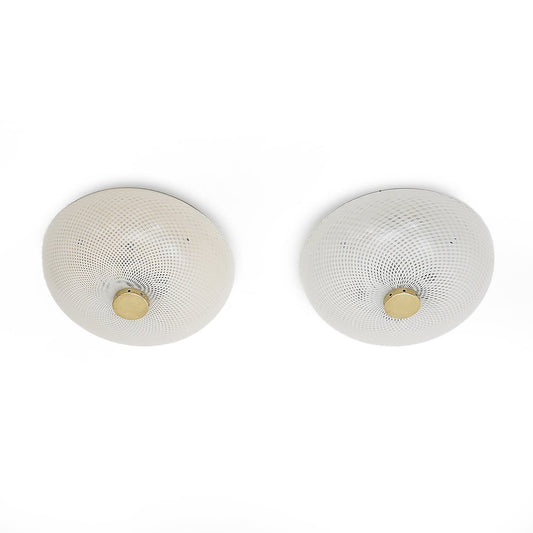 Ceiling Lights with Reticello Glass Diffuser, 1940s, Set of 2