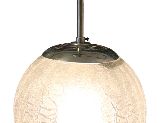 Ceiling Pendant with Cracked Glass Dome, 1930s-BPJ-1436282