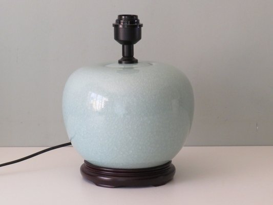 Celadon Colored Crackle Ceramic Table Lamp with New Custom Lampshade-UKG-1260842