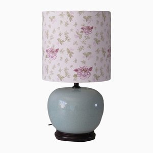 Celadon Colored Crackle Ceramic Table Lamp with New Custom Lampshade-UKG-1260842