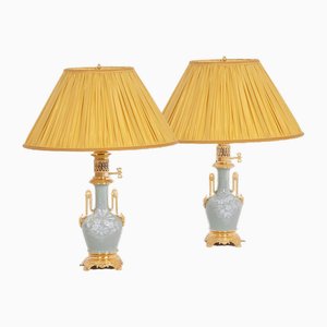 Celadon Porcelain and Gilded Bronze Table Lamps, 1880s, Set of 2-CEJ-1807399