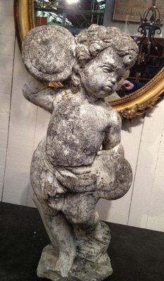 Cement Putti Playing the Tambourine Figure-BA-1365719