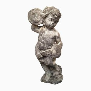 Cement Putti Playing the Tambourine Figure-BA-1365719