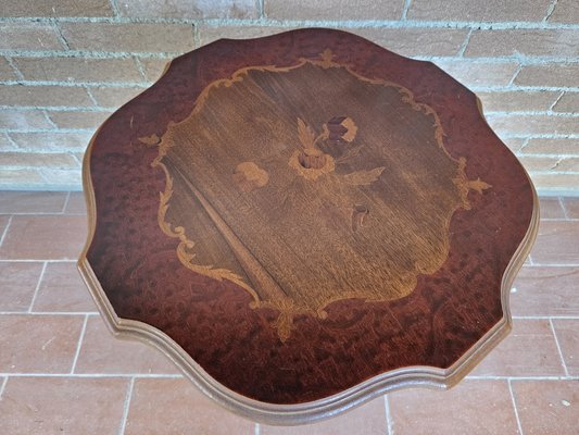 Center Table in Mahogany and Walnut with Maple Inlays, Italy, 1980s-ZUW-1799552