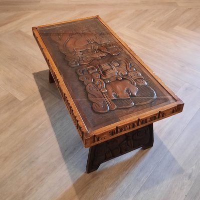 Central American Handcrafted Wooden Coffee Table, 1960s-SJU-889038