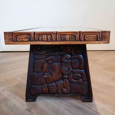 Central American Handcrafted Wooden Coffee Table, 1960s-SJU-889038