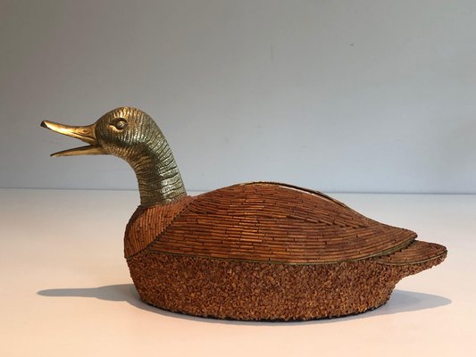 Ceramic and Brass Duck Storage, 1970s-BA-1706067