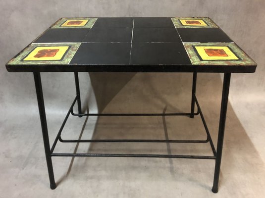 Ceramic and Iron Coffee Table, 1950s-SDV-783762