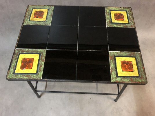 Ceramic and Iron Coffee Table, 1950s-SDV-783762