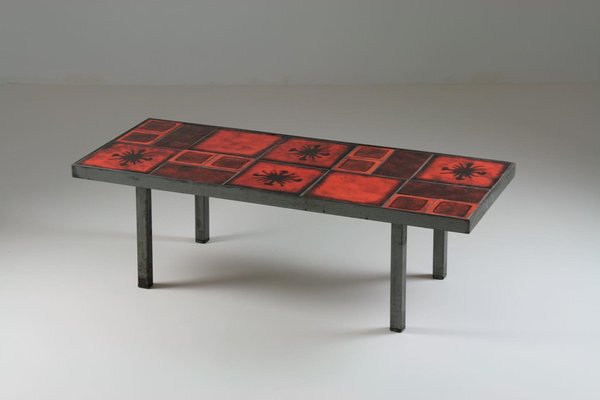 Ceramic and Metal Coffee Table, France, 1950s-OTV-1397731