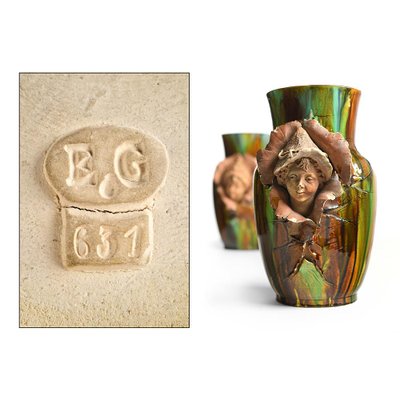 Ceramic and Sculpted Clay Vases, Set of 2-NQ-722724