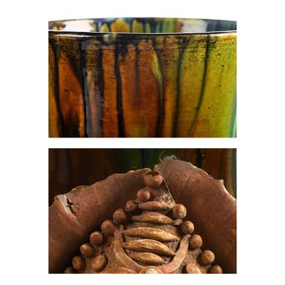 Ceramic and Sculpted Clay Vases, Set of 2-NQ-722724