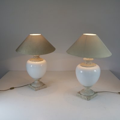 Ceramic and Travertine Table Lamps, Set of 2-SXX-1117683