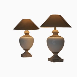 Ceramic and Travertine Table Lamps, Set of 2-SXX-1117683