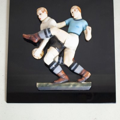 Ceramic Bas-Relief Depicting Soccer Players by Enrica Robecchi for Lenci, 1930s-JQO-1431762