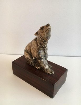 Ceramic Bear on Wood Base, 1900s-BA-658272