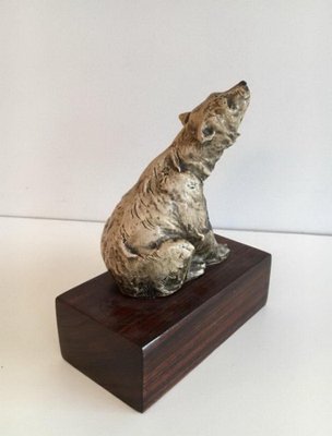 Ceramic Bear on Wood Base, 1900s-BA-658272