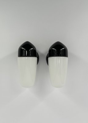 Ceramic Black Wall Lamp by Wilhelm Wagenfeld for Lindner, 1958, Set of 2-OL-1811643