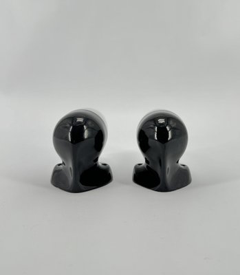 Ceramic Black Wall Lamp by Wilhelm Wagenfeld for Lindner, 1958, Set of 2-OL-1811643