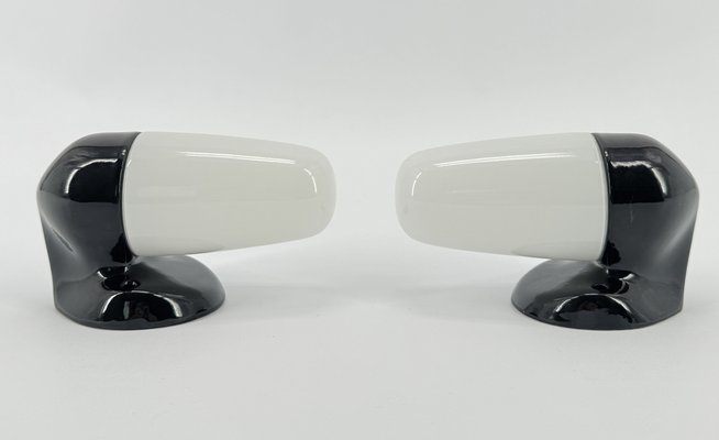 Ceramic Black Wall Lamp by Wilhelm Wagenfeld for Lindner, 1958, Set of 2-OL-1811643