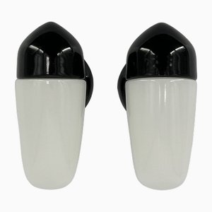 Ceramic Black Wall Lamp by Wilhelm Wagenfeld for Lindner, 1958, Set of 2-OL-1811643