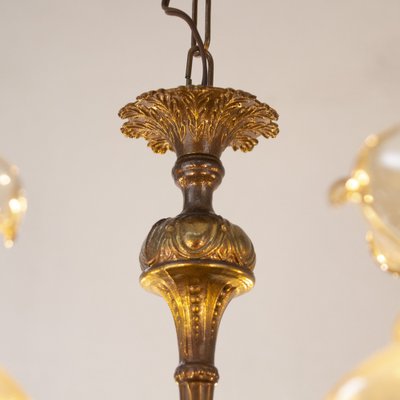 Ceramic & Blown Murano Glass 6 Light Chandelier with Floral Decoration, Italy, 1950s-MPO-1259484