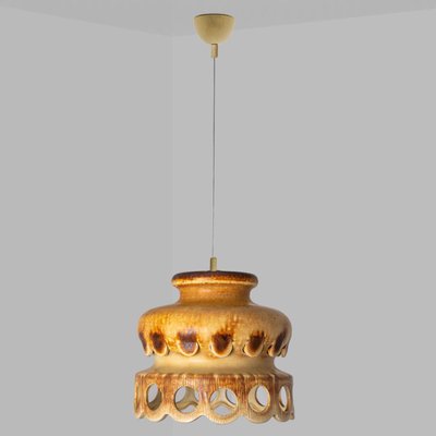 Ceramic Brown Terra Ceramic Pendant Light, Denmark, 1970s-VDW-1734502