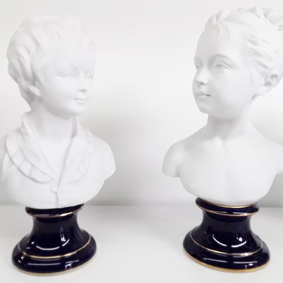 Ceramic Busts by Camille Tharaud for Limoges France, Set of 2-OLY-1048849