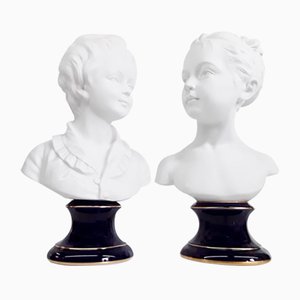 Ceramic Busts by Camille Tharaud for Limoges France, Set of 2-OLY-1048849