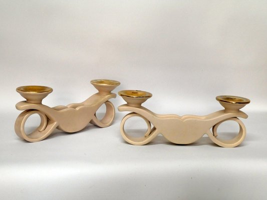 Ceramic Candlesticks by Louis Giraud for Vallauris, 1950s, Set of 2-QAV-2043309