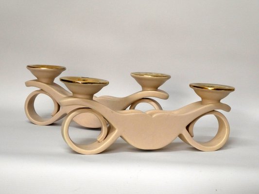 Ceramic Candlesticks by Louis Giraud for Vallauris, 1950s, Set of 2-QAV-2043309