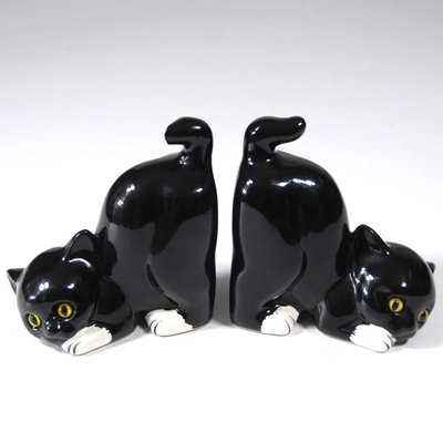 Ceramic Cats Bookends, 1950s, Set of 2-GIW-1702012