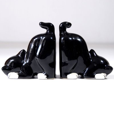 Ceramic Cats Bookends, 1950s, Set of 2-GIW-1702012