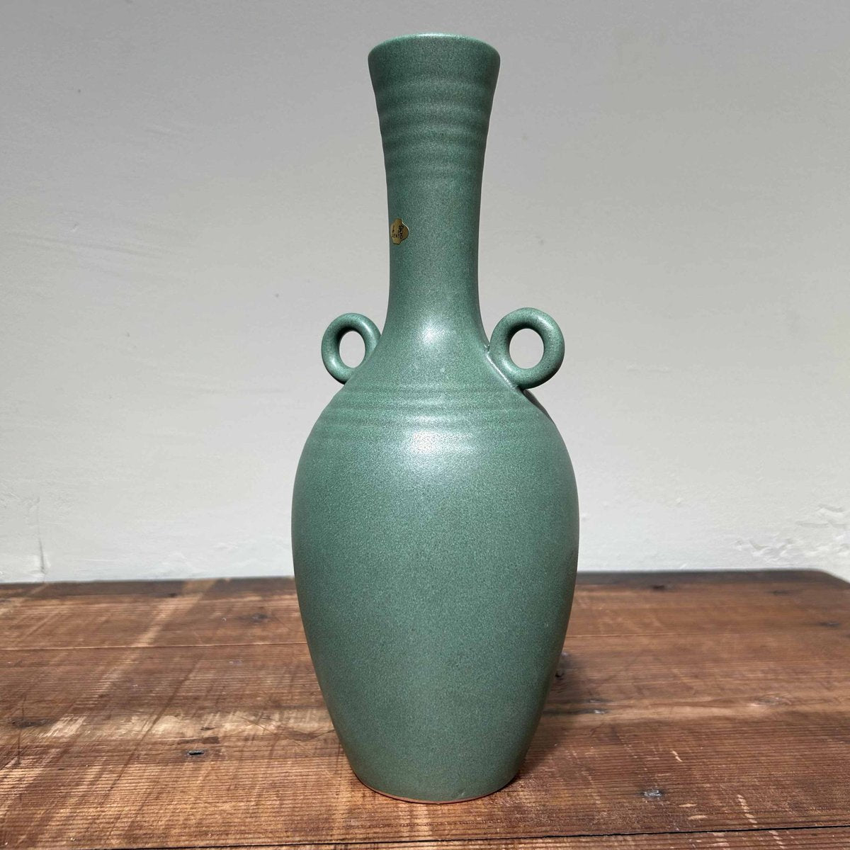 Ceramic Celadon Ikebana Flower Vase, 1970s