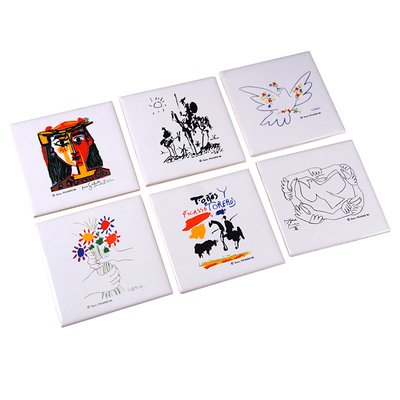 Ceramic Coasters from Succesion Picasso, 1996, Set of 6-GIW-1395834